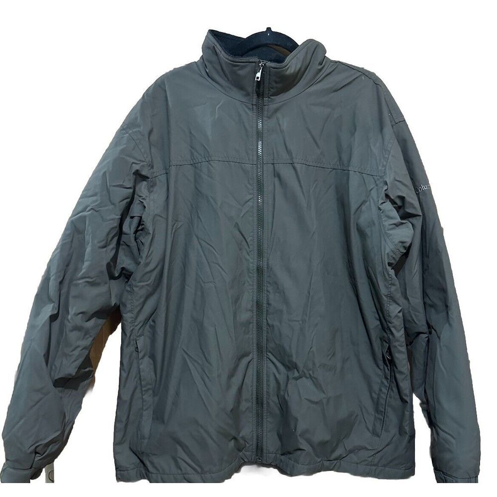 Columbia Jacket Men XL Green Full Zip Fleece Lined Bomber Nylon Sportswear Vtg